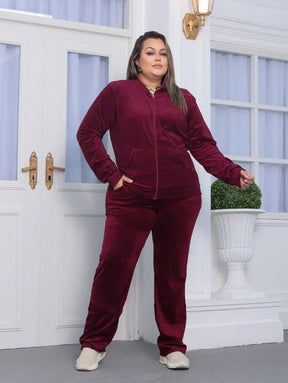 Conjunto Feminino Plus Size De Veludo