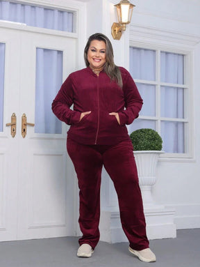 Conjunto Feminino Plus Size De Veludo