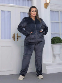 Conjunto Feminino Plus Size De Veludo