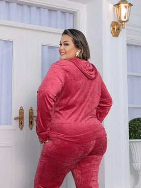 Conjunto Feminino Plus Size De Veludo