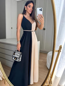 Vestido Longo Bicolor