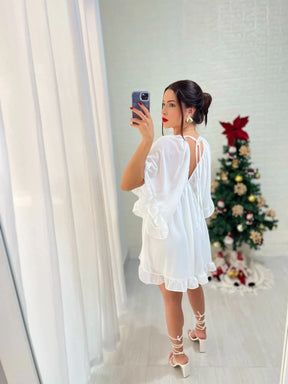Vestido Manga Morcego Chiffon